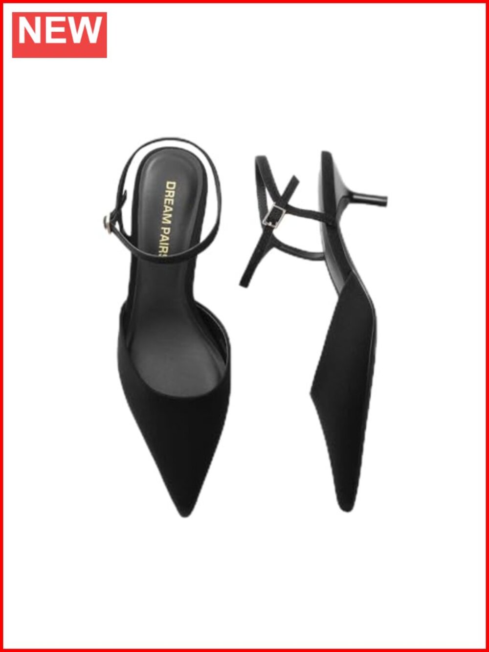 Kitten Heels for Women Slingback Pumps Faux Suede Pointed Toe Low Heels